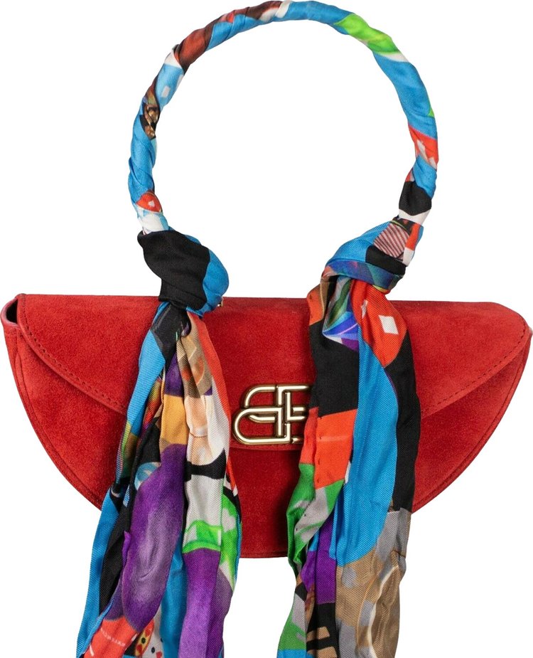 Balenciaga Suede Scarf Opera Clutch Red