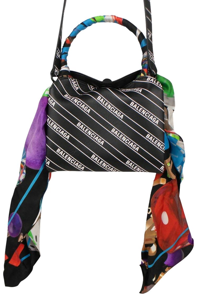 Balenciaga Logo Scarf Shoulder Bag Black