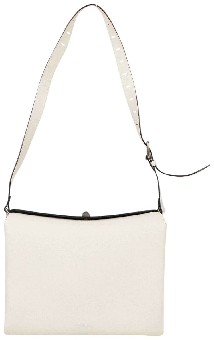 Balenciaga Pebbled Turn Lock Shoulder Bag White