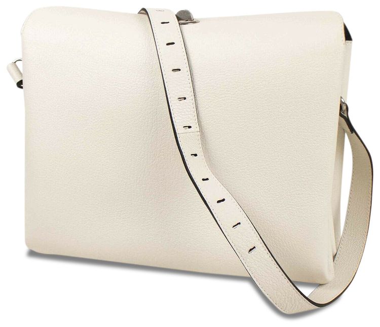 Balenciaga Pebbled Turn Lock Shoulder Bag White