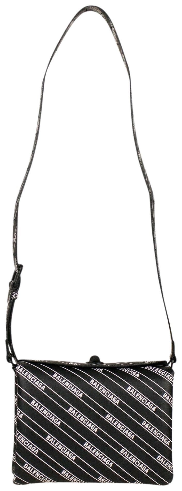 Balenciaga Monogram Stripe Shoulder Bag Black