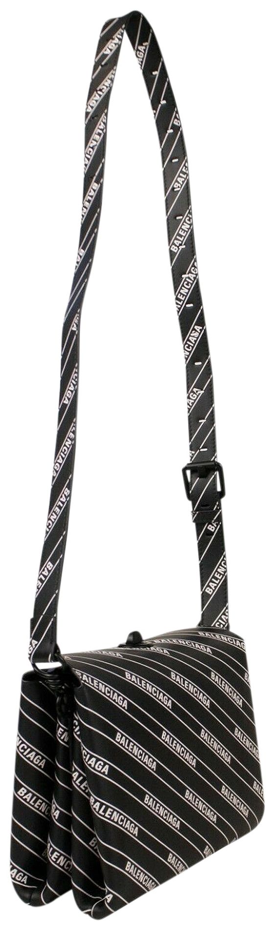 Balenciaga Monogram Stripe Shoulder Bag Black