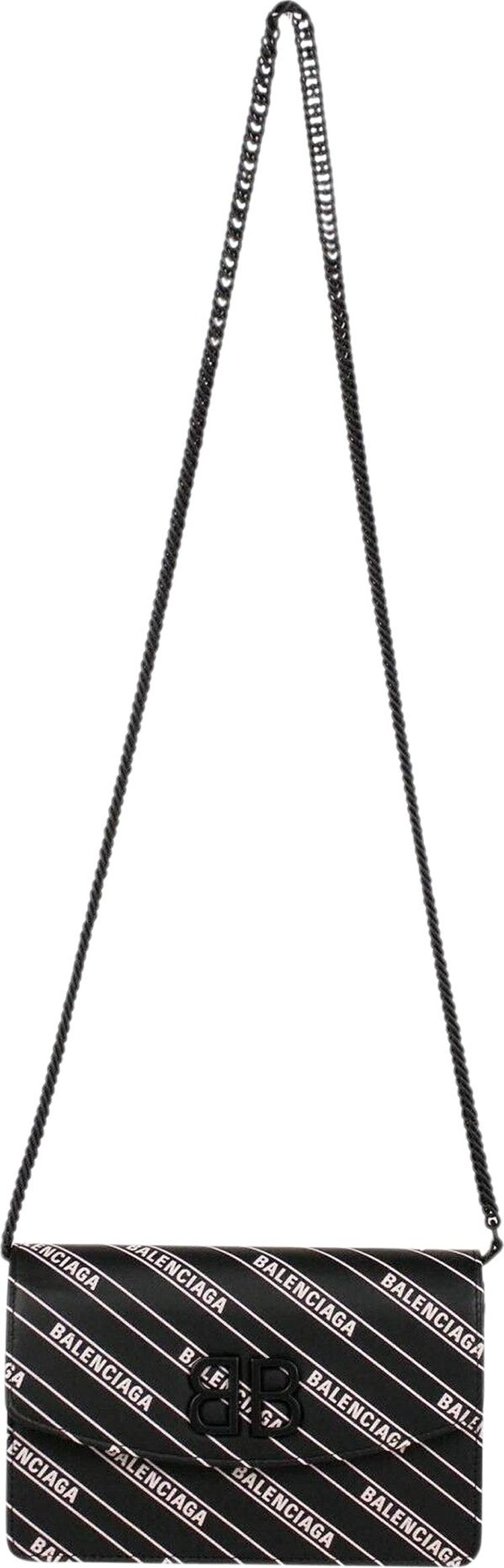 Balenciaga Monogram Stripe Chain Crossbody Bag 'Black'