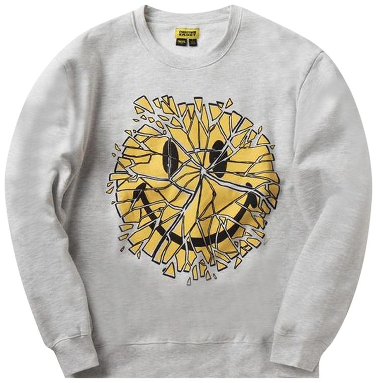 Chinatown Market Smiley Glass Crewneck Grey