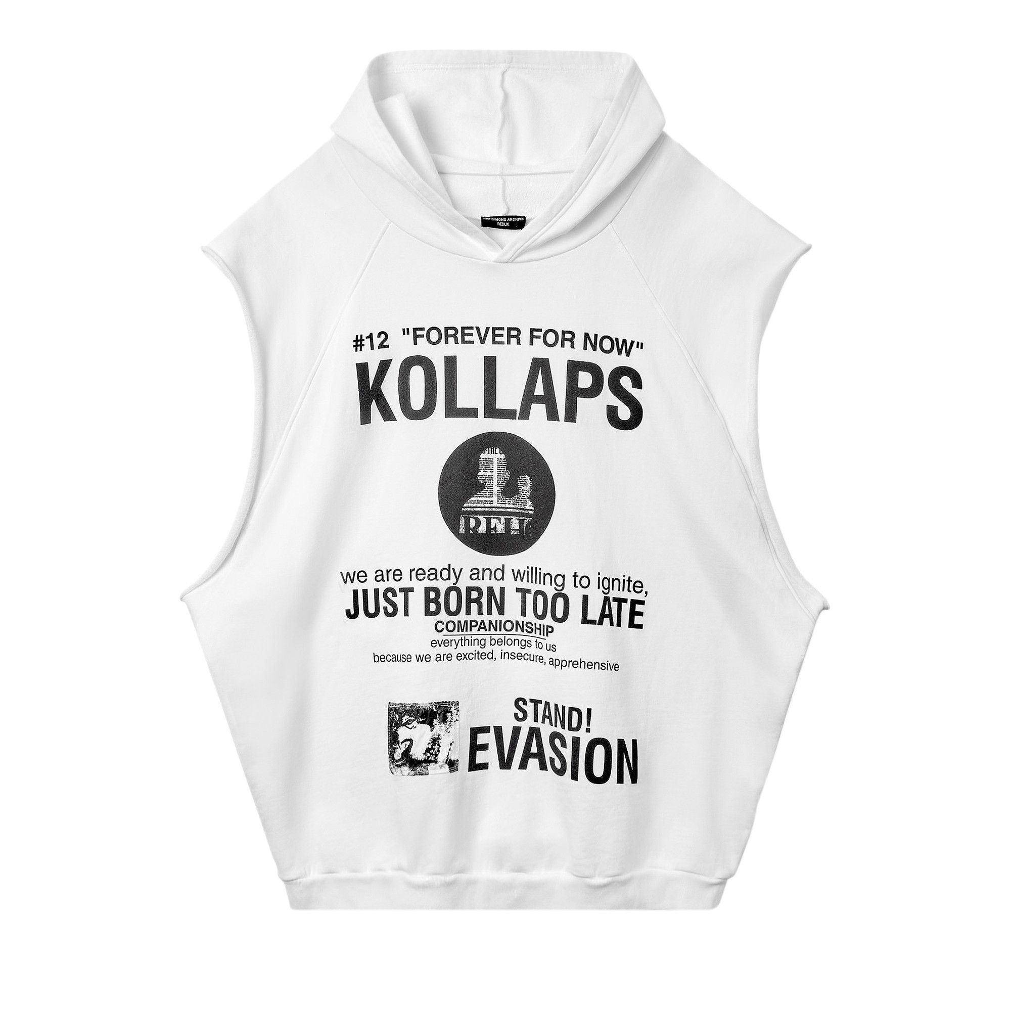 Buy Raf Simons Redux Oversized Sleeveless Hooded Sweater + Kollaps 'White'  - A01 122 19003 00010 | GOAT