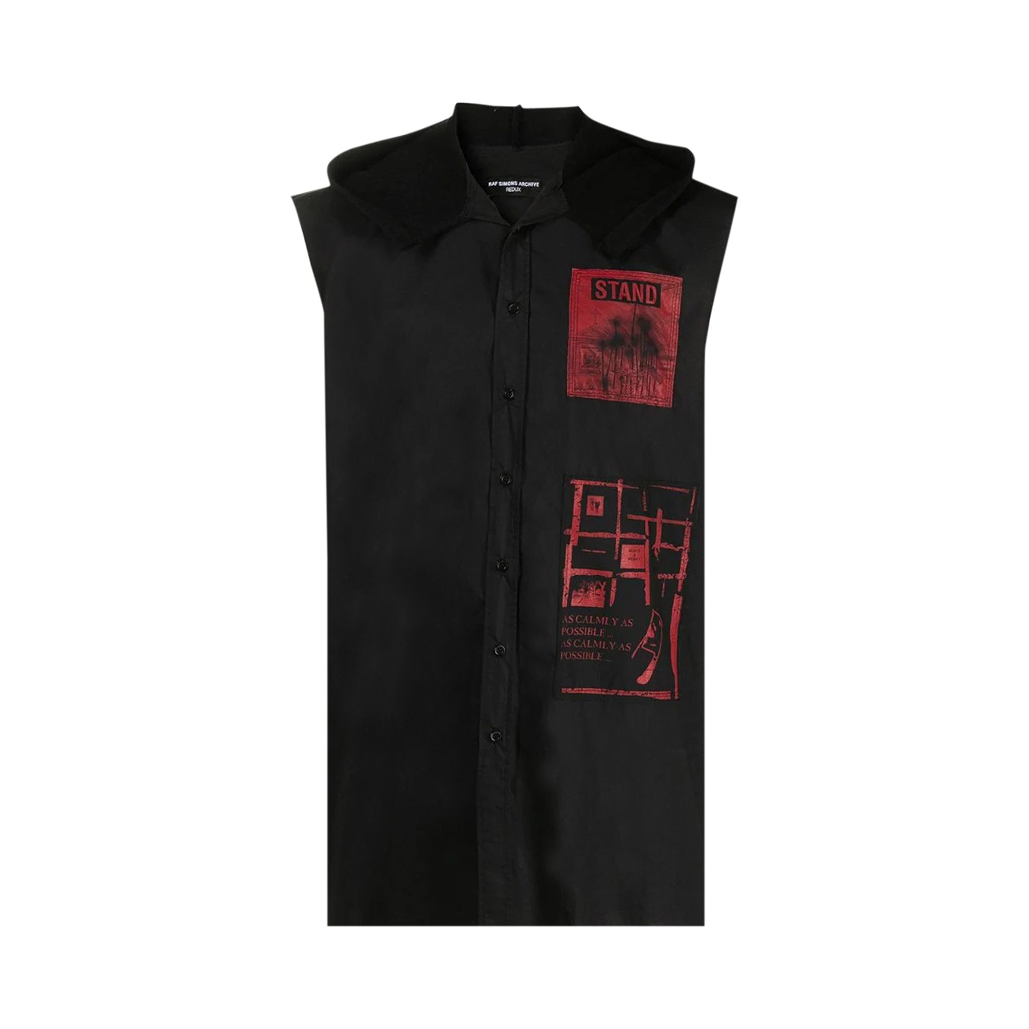 Buy Raf Simons Redux Sleeveless Hooded Shirt With Patches And