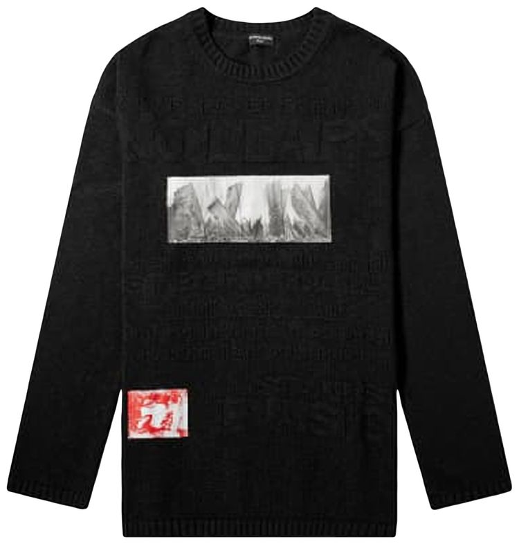Raf Simons Redux Teenage Riot Applique Cotton Sweater Black