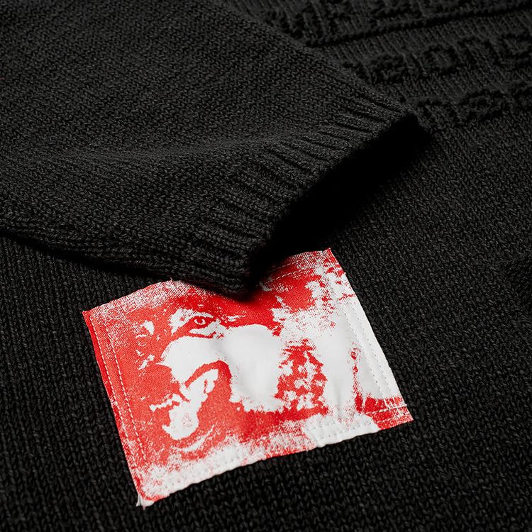 Raf Simons Redux Teenage Riot Applique Cotton Sweater Black