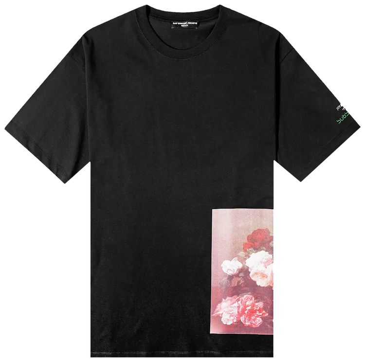 Raf Simons Redux Large Short Sleeve T Shirt With Flower Print Black