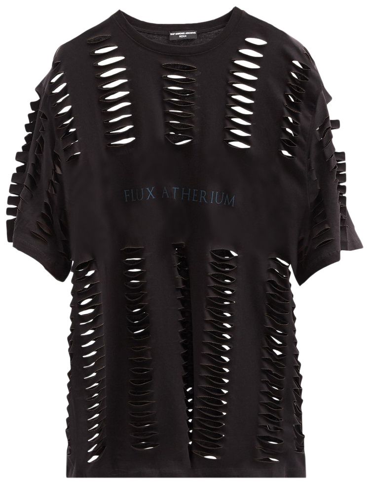 Raf Simons Redux Short Sleeve T Shirt With Cuts And Print Black