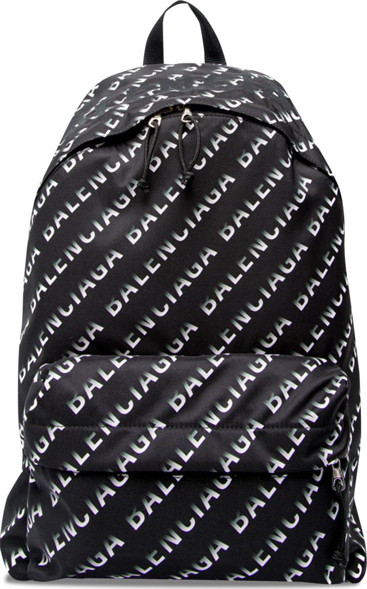 Balenciaga All Over Logo Backpack 'Black/White'