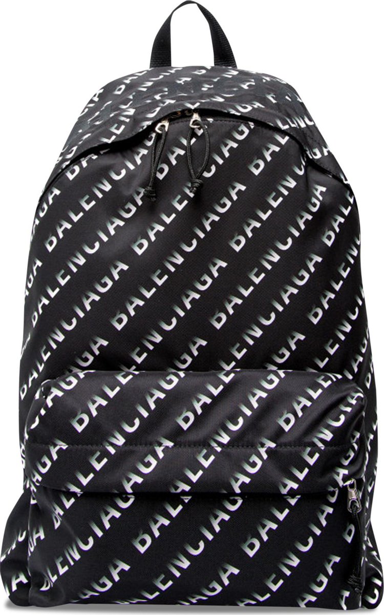 Balenciaga All Over Logo Backpack BlackWhite