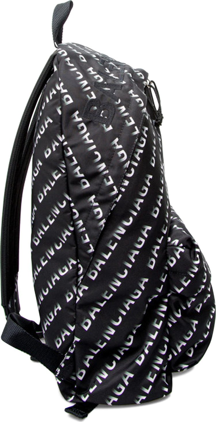 Balenciaga All Over Logo Backpack BlackWhite