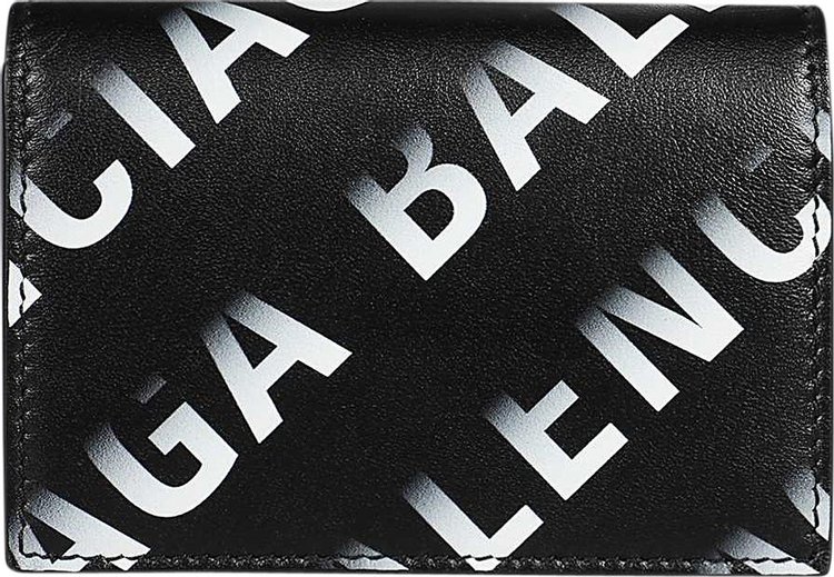 Balenciaga All Over Logo Folding Wallet 'Black/Grey'