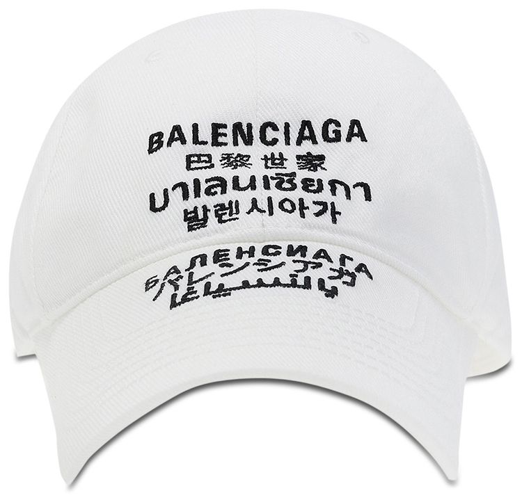 Balenciaga Languages Baseball Cap WhiteBlack