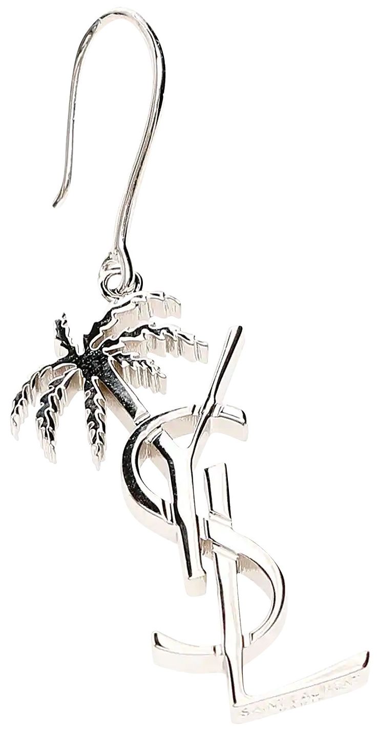 Saint Laurent Monogram Palm Earrings Palladium