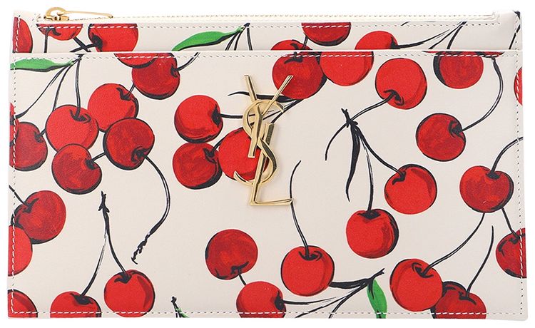 Saint Laurent Monogram Bill Pouch Crema SoftRed