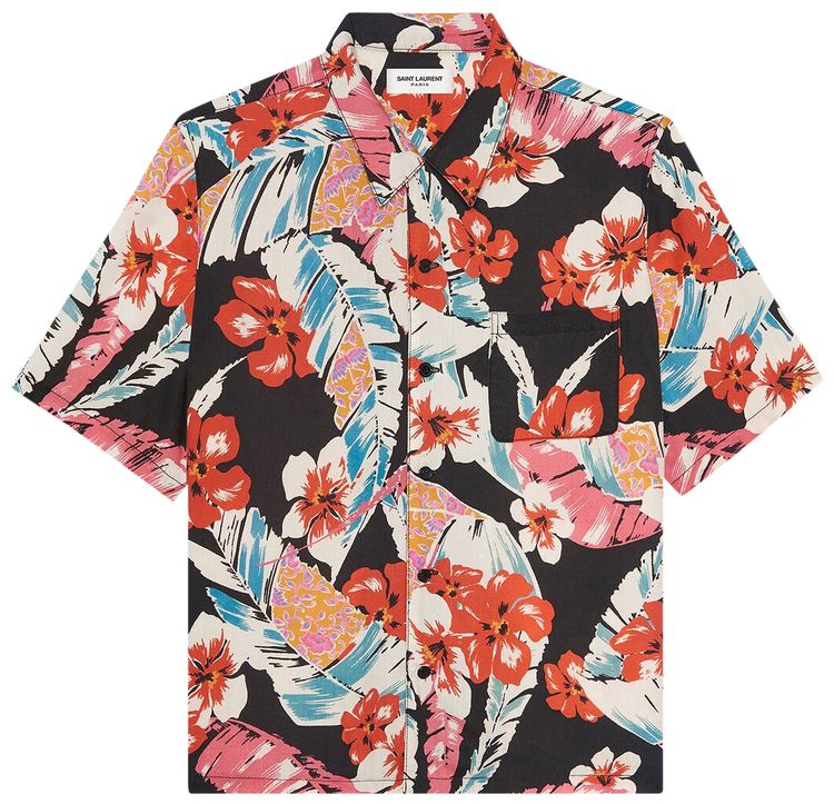 Saint Laurent Hawaiian Shirt Colorful Flower