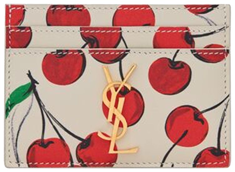 Saint Laurent Monogram Card Case Crema SoftRed