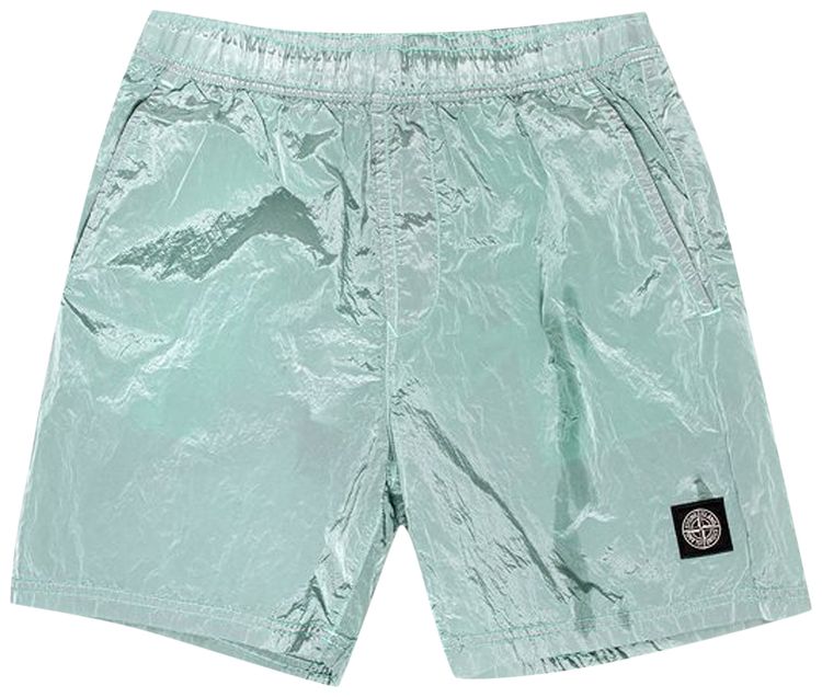 Stone Island Patch Logo Swim Shorts Aqua
