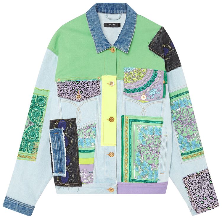 Versace Patchwork Denim Jacket Multicolor