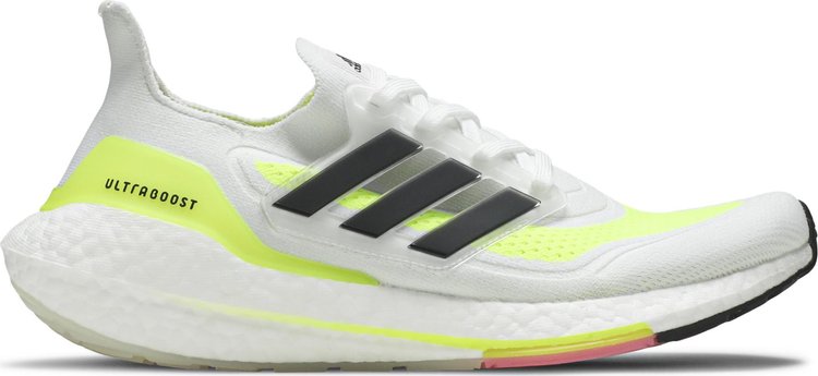 UltraBoost 21 White Solar Yellow