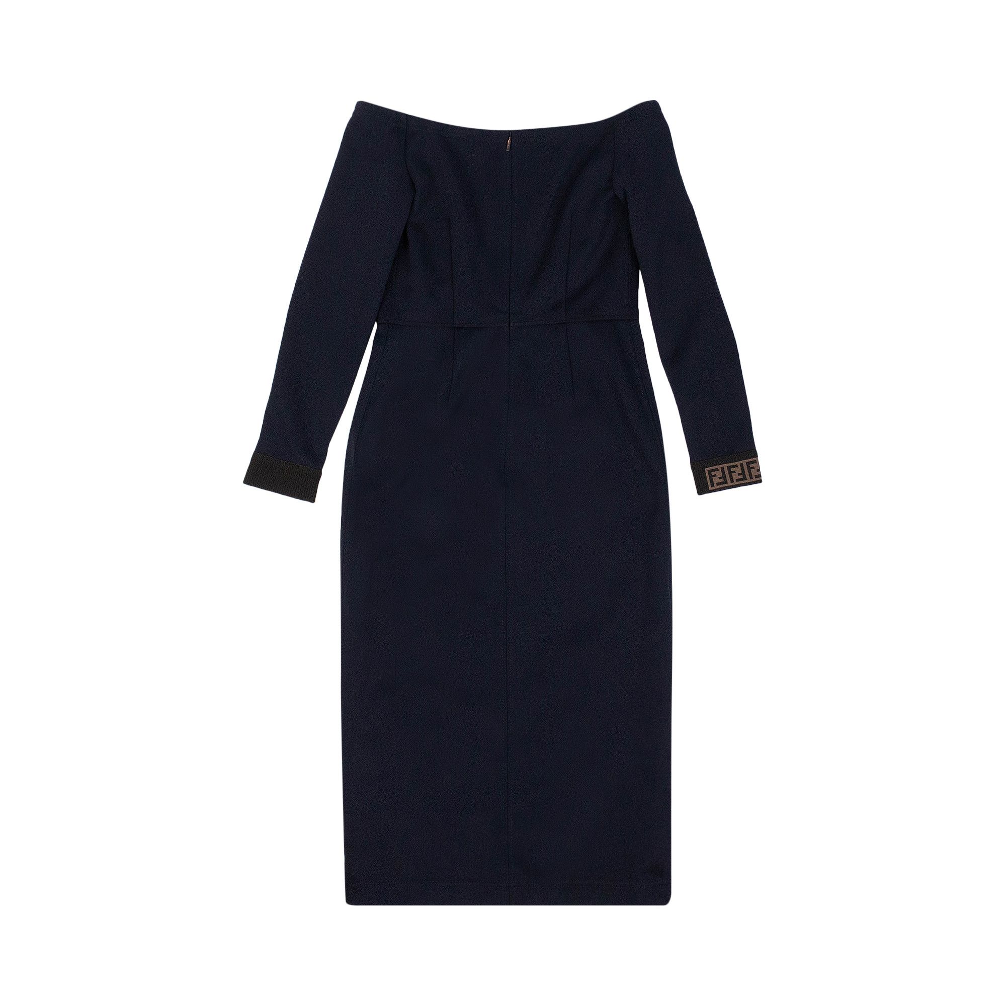 Buy Fendi Jersey Logo Off The Shoulder Midi Dress Blue FZD846 AD5O F1B64 GOAT