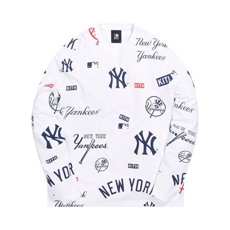 Kith For Major League Baseball New York Yankees All Over Long Sleeve Tee White