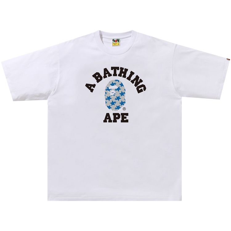 BAPE STA Pattern College Relaxed Fit Tee WhiteBlue