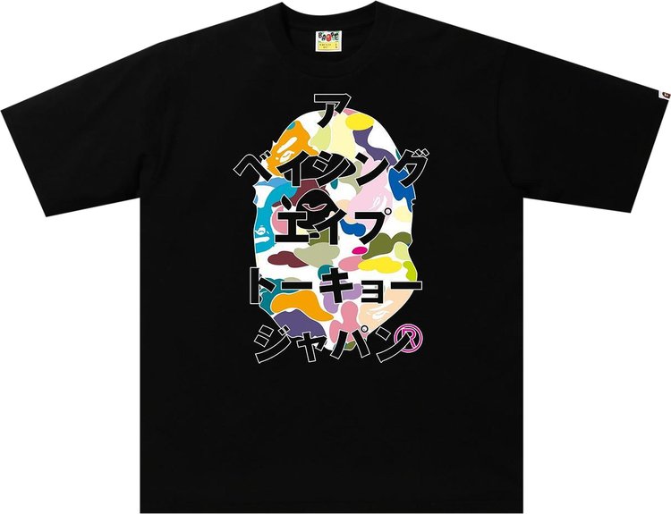 BAPE Multi Camo Japanese Letters Relaxed Fit Tee 'Black'