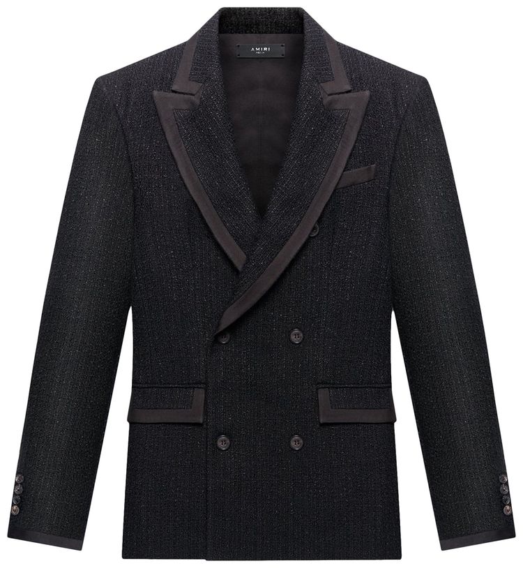Amiri Boucle Double Breasted Blazer Black