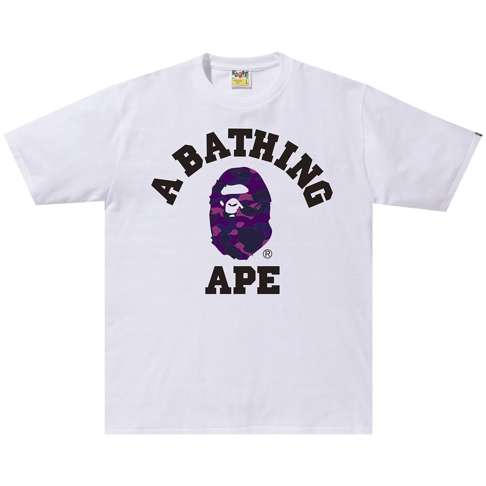 Buy BAPE Color Camo College Tee White Purple 1G30 110 024 WHITE PURPLE GOAT