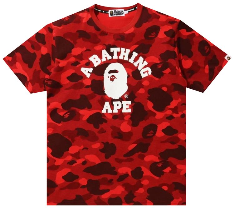 BAPE Color Camo College Tee Red