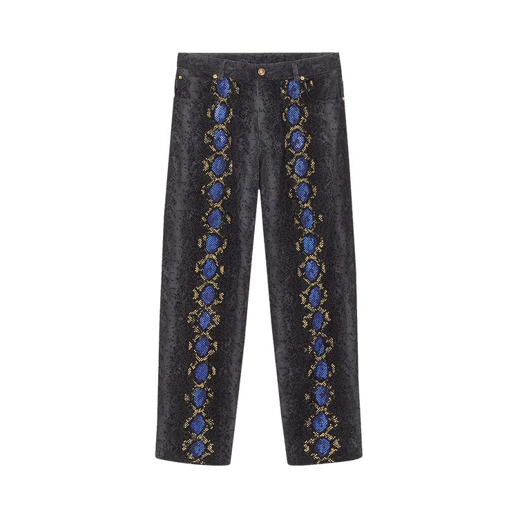 Versace Python Print Studded Jeans BlackBlue