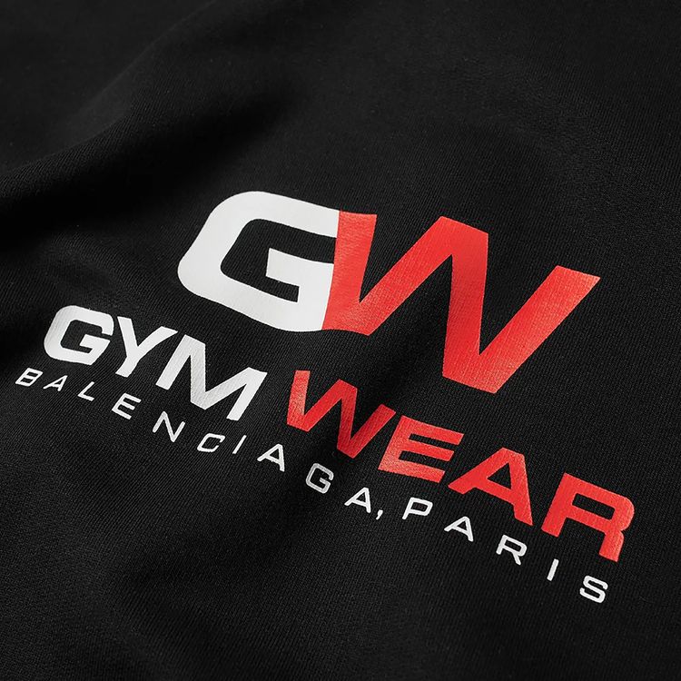 Balenciaga Gym Wear Logo Hoodie Black