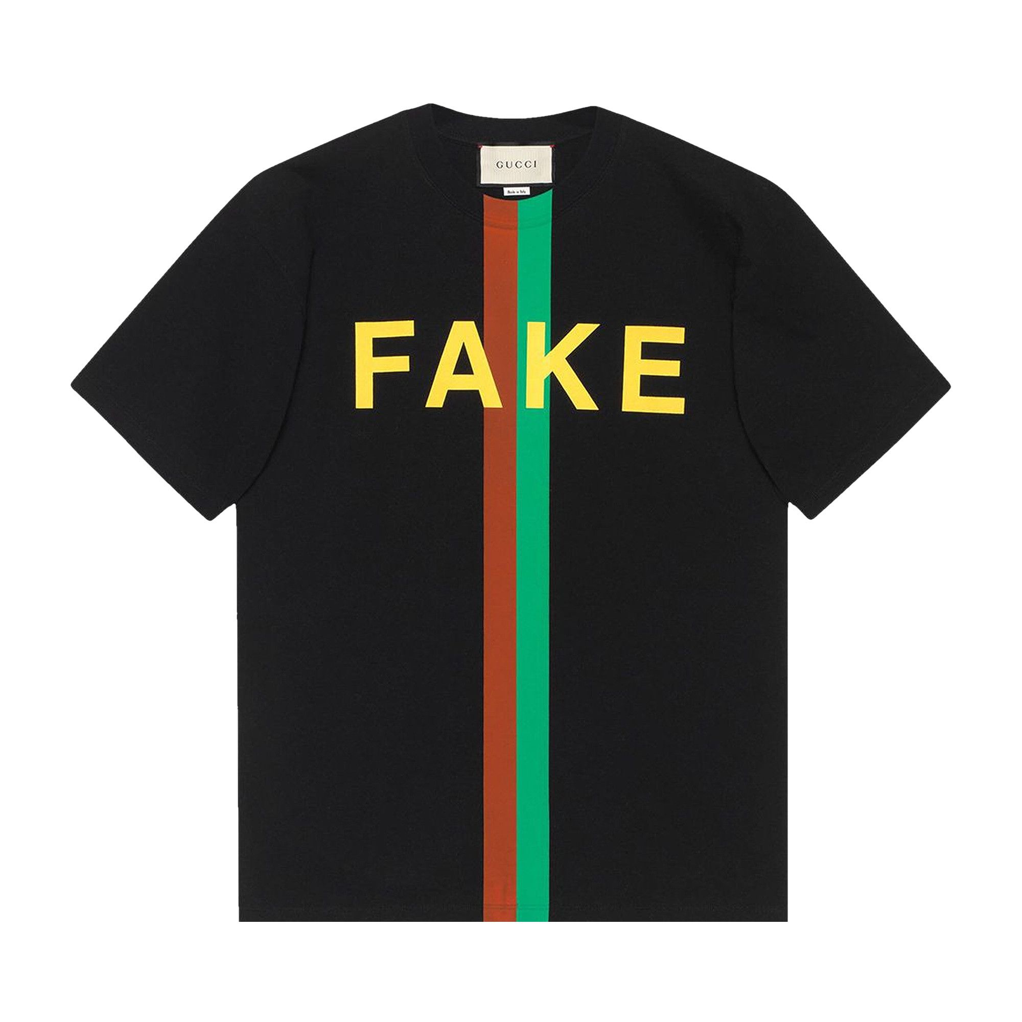 Buy Gucci Fake/Not Print Oversize T-Shirt 'Black' - 616036 XJCXX