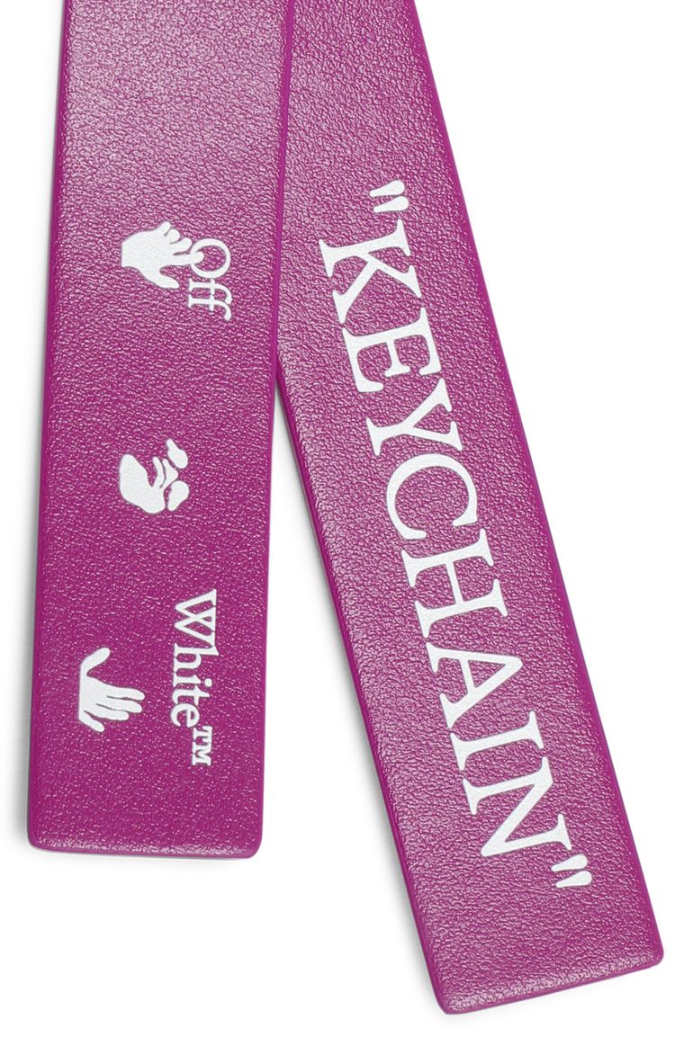 Off White Logo Print Knotted Keyring FuchsiaWhite