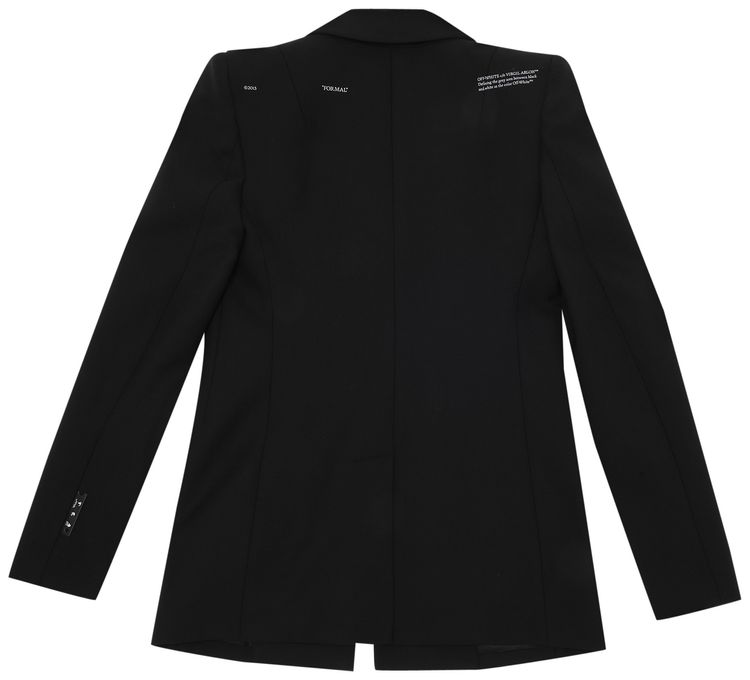Off White Shoulder Pad Logo Print Blazer Black