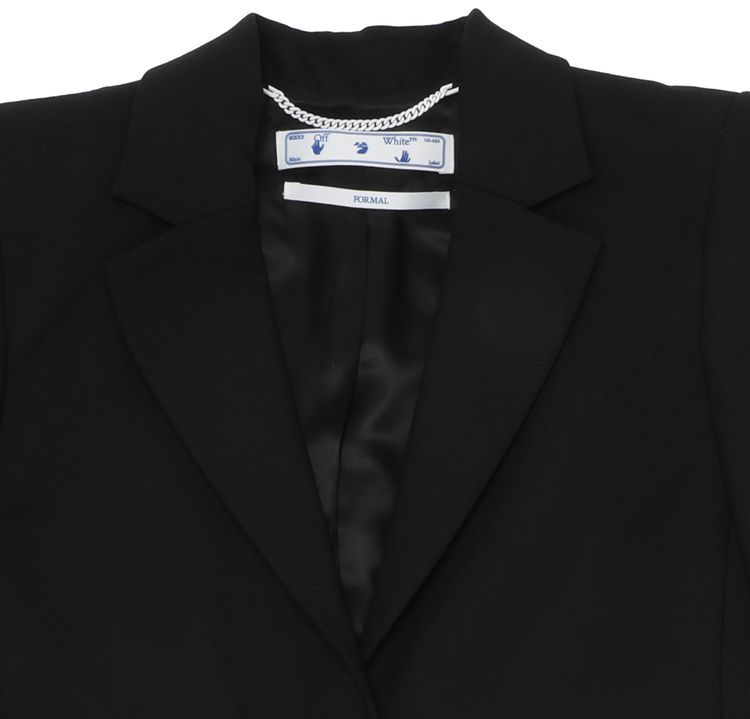 Off White Shoulder Pad Logo Print Blazer Black