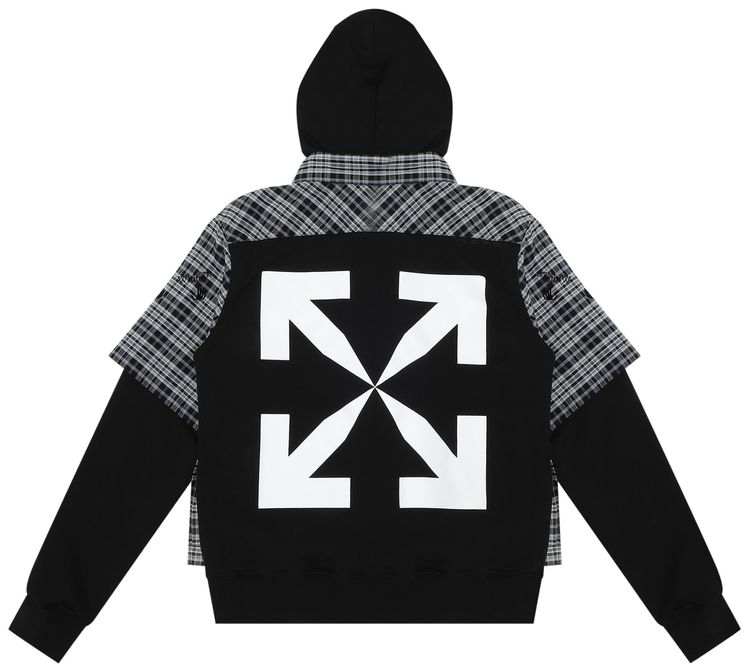 Off White Arrow Print Hooded Shirt Jacket BlueBlack