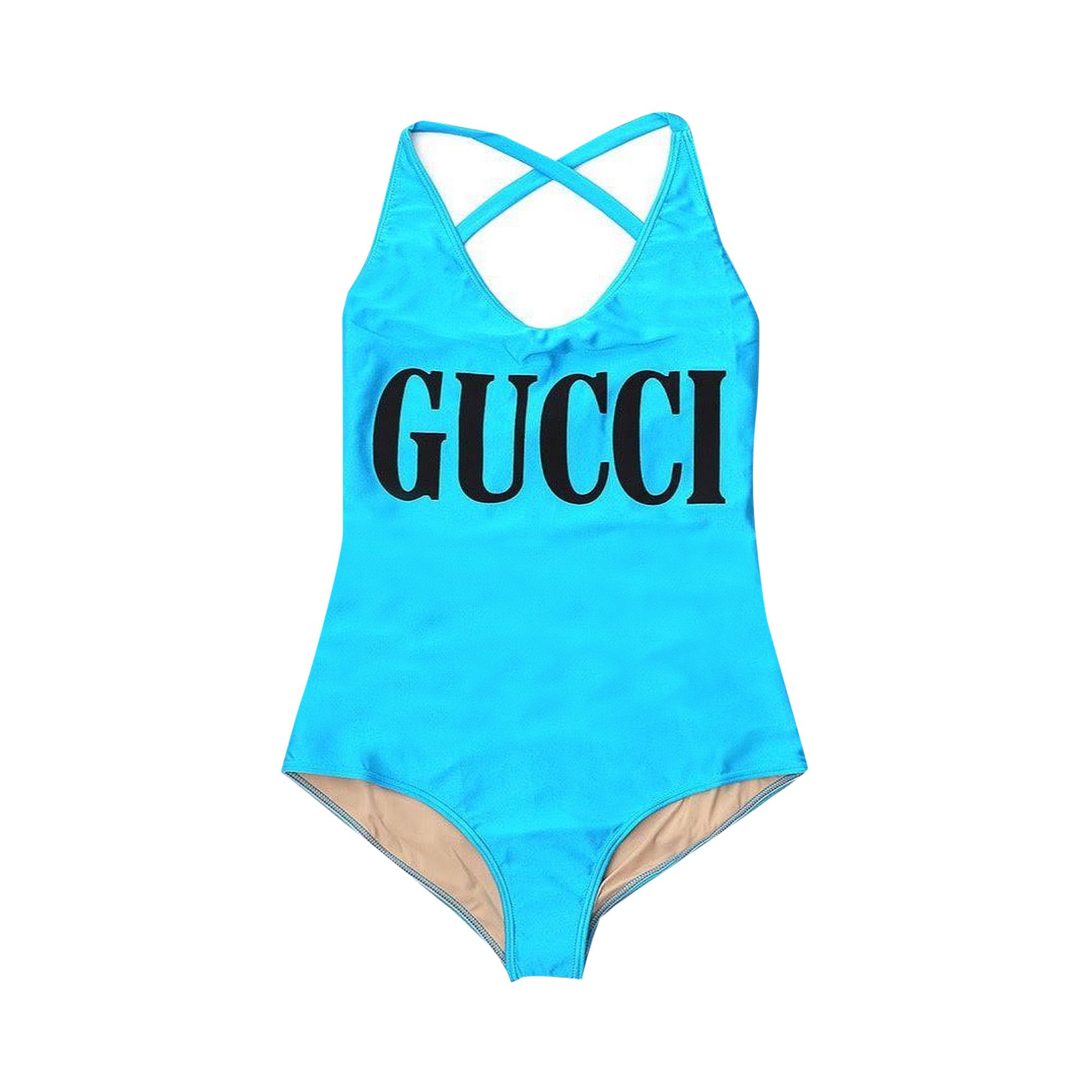 Buy Gucci Logo Swimsuit Vivid Blue 501899 XJANK 4136 GOAT