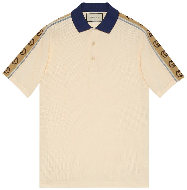 Gucci Polo With Interlocking G Stripe Off White