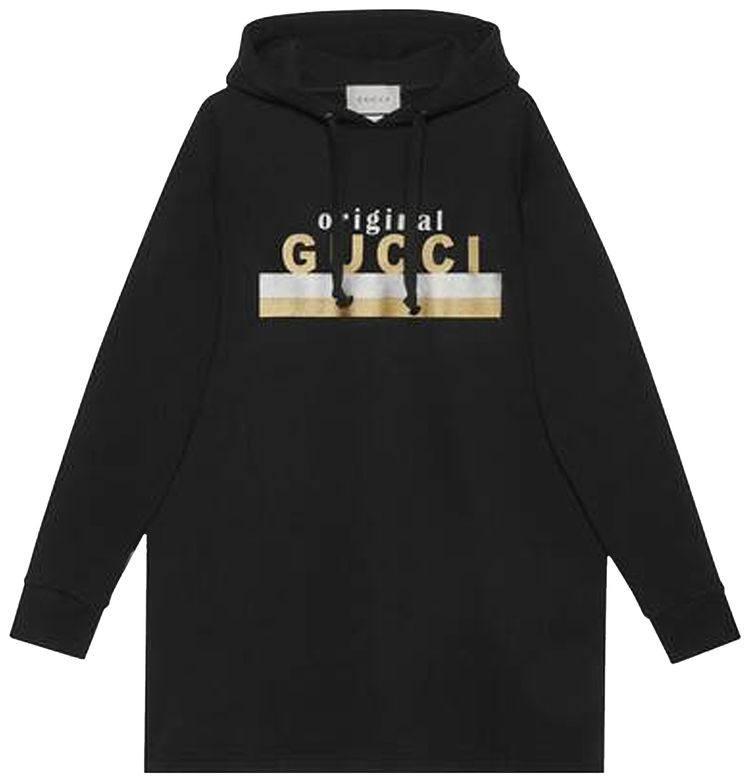 Gucci Original Print Hooded Dress Black