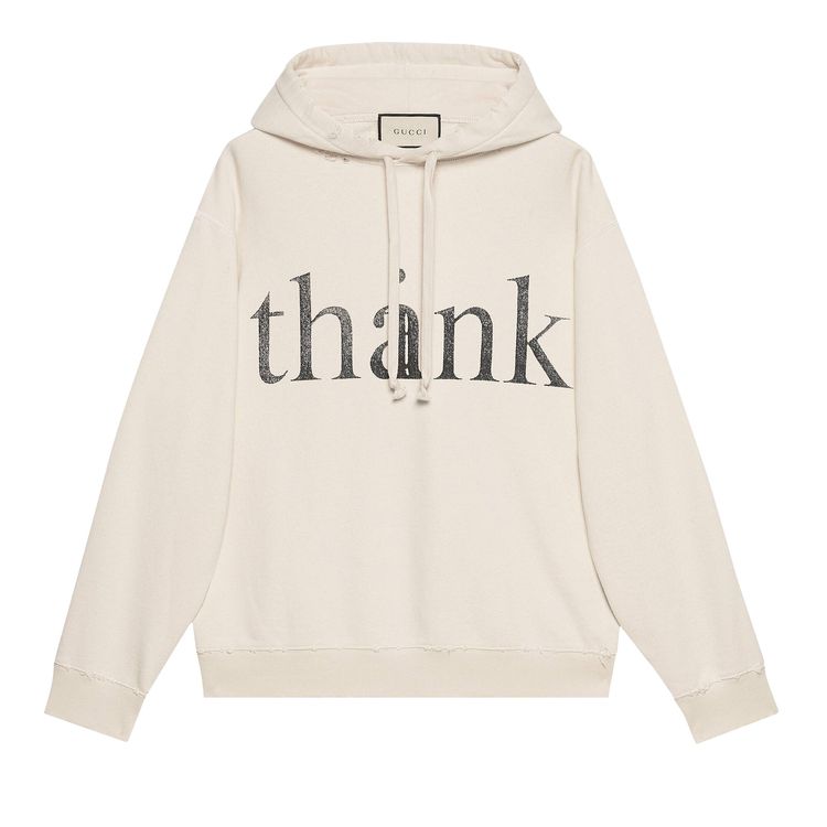 Gucci ThinkThank Print Hooded Sweatshirt Off White