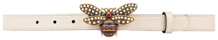 Gucci Queen Margaret Leather Belt Off White