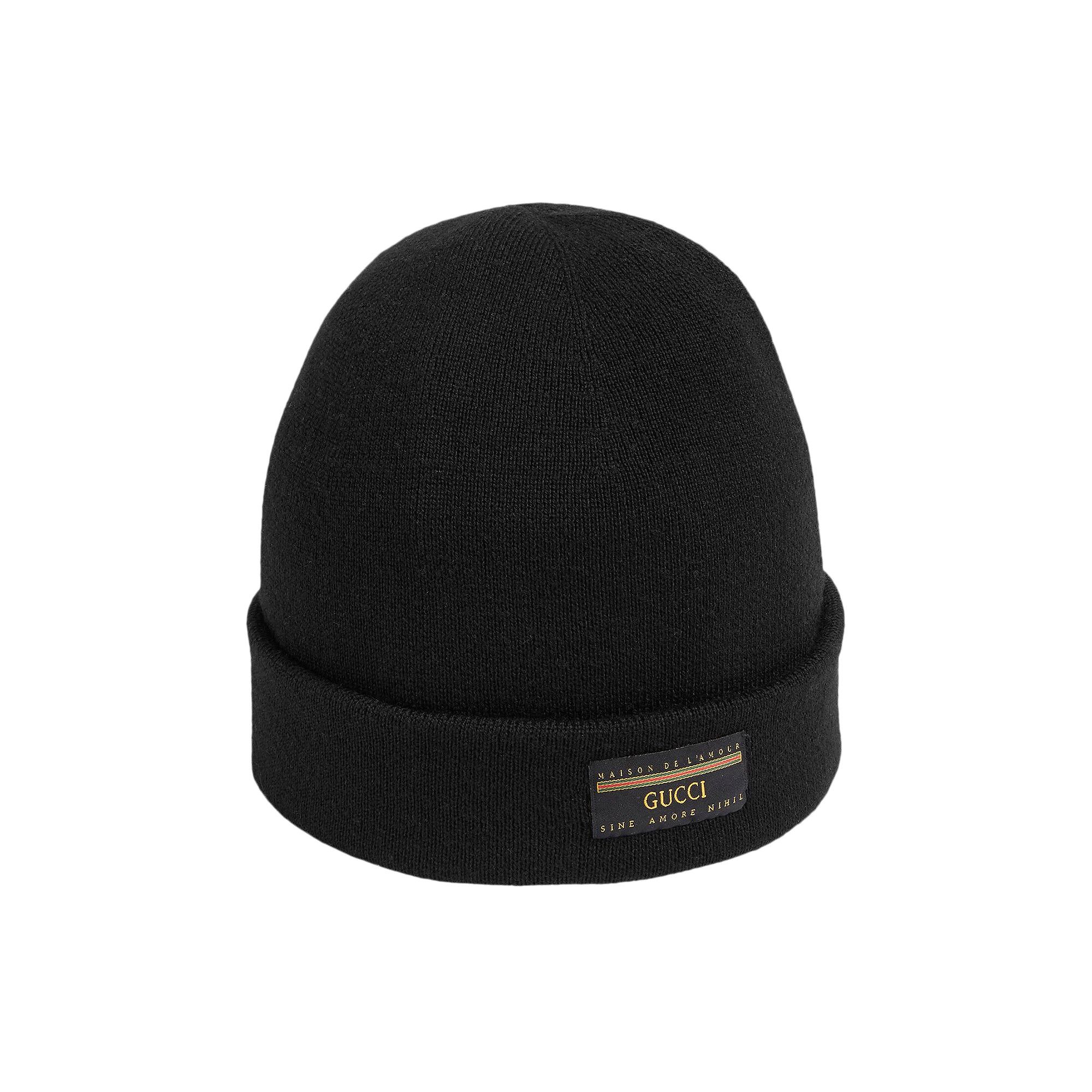 Buy Gucci Wool Hat With Label 'Black' - 612118 4G332 1000 | GOAT