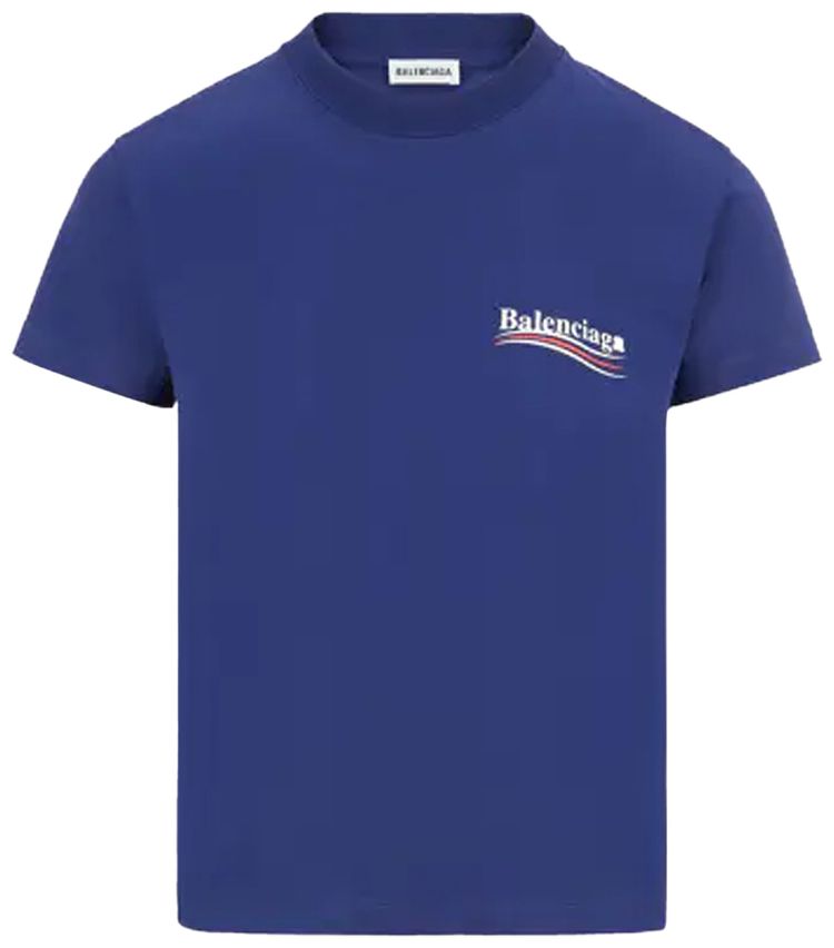 Balenciaga Political Campaign T Shirt Pacific BlueWhite
