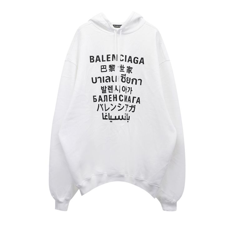 Balenciaga Languages Sport Hoodie White