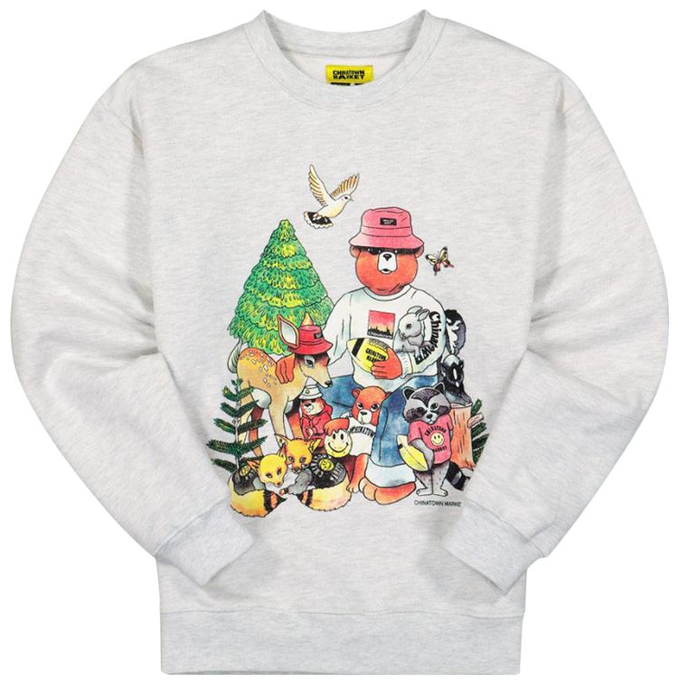 Chinatown Market Smiley Friends Crewneck Grey