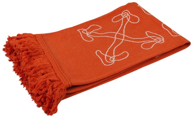 Off White Abstract Arrows Scarf Orange